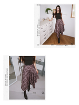 Unbalanced High Midi Checkered Skirt