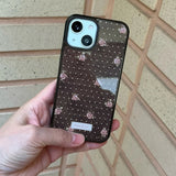 [MADE][Glass Bumper Case] バラ刺繍ニットケース Rose Embroidered Knit Case Brown