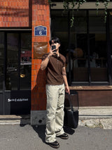ミールステッチヘンリーネック半袖Tシャツ