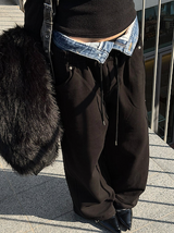 Denim layered sweat pants(2color)