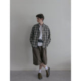 Vintage washing beige check shirts