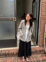 Konomi Check Banding Long Skirt