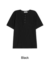 Lowden Slim Ribbed Henley Neck Short Sleeve Tee