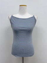 Tencel Striped Boat Neck Sleeveless