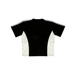 PEANUT STAIN - アクティブ デュオ サイド カーシブ ブラック ボクシー オーバーサイズド Tシャツ
