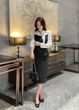 Benilla Color Matching Tweed H-line Skirt