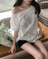 [ reels item ] sol beach silver-parts over one-shoulder top