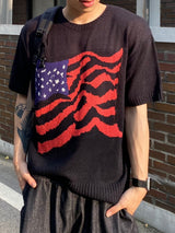 USA ラウンドショートスリーブニット３
