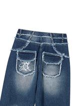 RAW CUT DENIM PANTS (WASHED BLUE)
