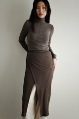 Wool turtleneck top, Brown
