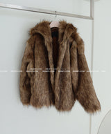 High-quality hooded fake fur jacket