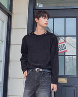 Rubber Velour Double Henley Neck Knit