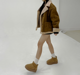 (100% SHEEPSKIN🐑🤎) 2 COLORS キュートフェミニンバターセミショートマウンテンコート