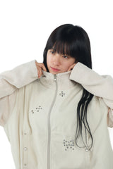 studs nylon knitzip hoodie(white)