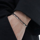 Men's Bracelet Black Beads Surgical Steel_CLEF GATE SIGNAL