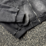 [Unisex] Pigment curved crop hood zip up