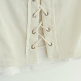 Lace Up Halter Golji T-Shirt  231330483