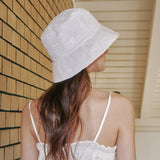 Flower Eyelet Bucket Hat (White-White)