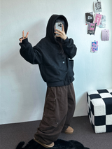TERRY SHEEP🐑☁🤎HOODIE CARDIGAN JACKET 🤎💛🖤3COLOR