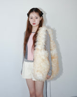 Long furry hair bag _ ivory