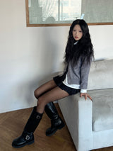  Metal snap button high neck long sleeve knit cardigan (3 colors)