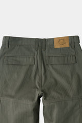 4パネルカーゴポケットヘリンボーンツイルパンツ (Khaki)