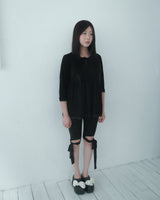 Dot flare layered top / black