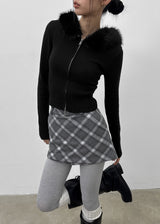 [MADE] Eriki Fur Trimming Knit Zip-up (Set Available)