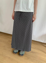 Neiro Cotton Dot Maxi Long Skirt