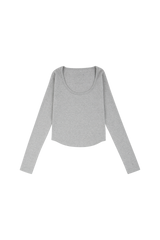 CベーシックUネックTシャツ_グレー
