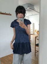 Vail Cap Sleeves Frill Shirring Layered Snap Hood One Piece