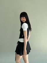 ハイティーンベルトリボンプリーツスカート