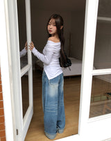 Et Wide Roll-up Denim Pants