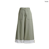 (2color) チェックロールアップワイドクロップドパンツ