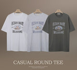 オーシャンプリンティングルーズショートスリーブtシャツ