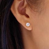 gold just you solitaire stud 14k gold plating + 925 silver earrings E071-01G