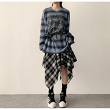 ENK ヒップストリート ダンガラ リブ ロングスリーブ Tシャツ