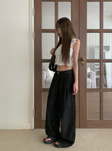 Penny Non-Fade Denim Pintuck Raw Wide Pants