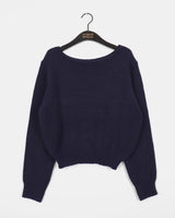 Zar off-shoulder lip neck loose fit semi-cropped knitwear