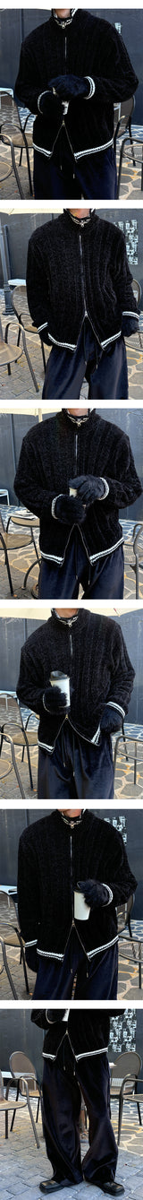 [F/W] ベルベットスタンドニットジップアップ(5color)