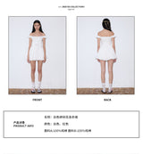 rirri SS25 New Arrival Tie-Detail Floral Contrast Patchwork Slim-Fit Adjustable Waist Slimming Resort White 100% Cotton Dress