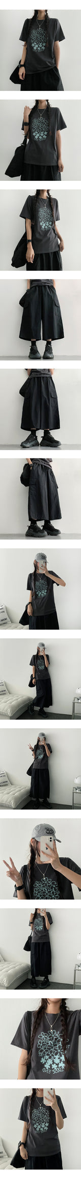 デレンスケッチフラワー半袖Tシャツ (3 colors)