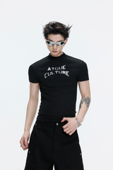 リブド ロゴ Tシャツ