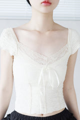 genti lace short sleeve blouse