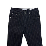 ブラック レール ピンストライプ ブーツカット ロングパンツ (Black)