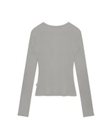 BUTTON RIBBED CARDIGAN ASH GREY