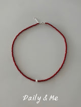 3mm red freshwater necklace
