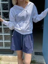 Summer slub hood zip up(2color)