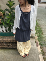 Grine Pigment String Layered Sleeveless One Piece