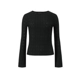 Lace Frill Long Sleeve T-Shirt (Black)